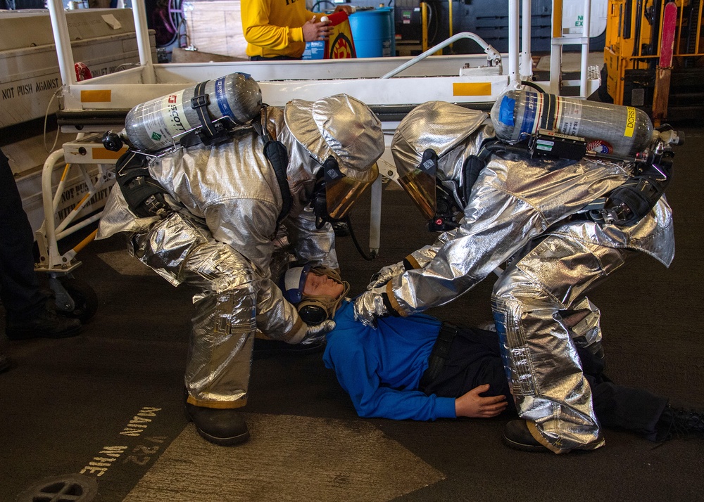 USS Essex Air Department Hangar Bay Fire Drill