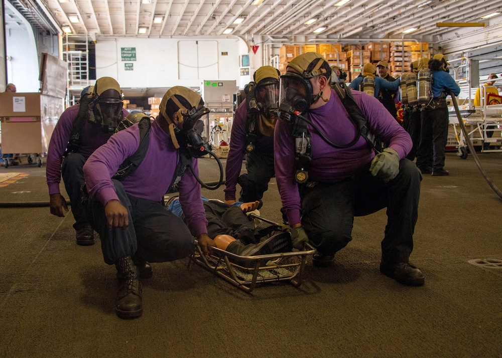USS Essex Air Department Hangar Bay Fire Drill