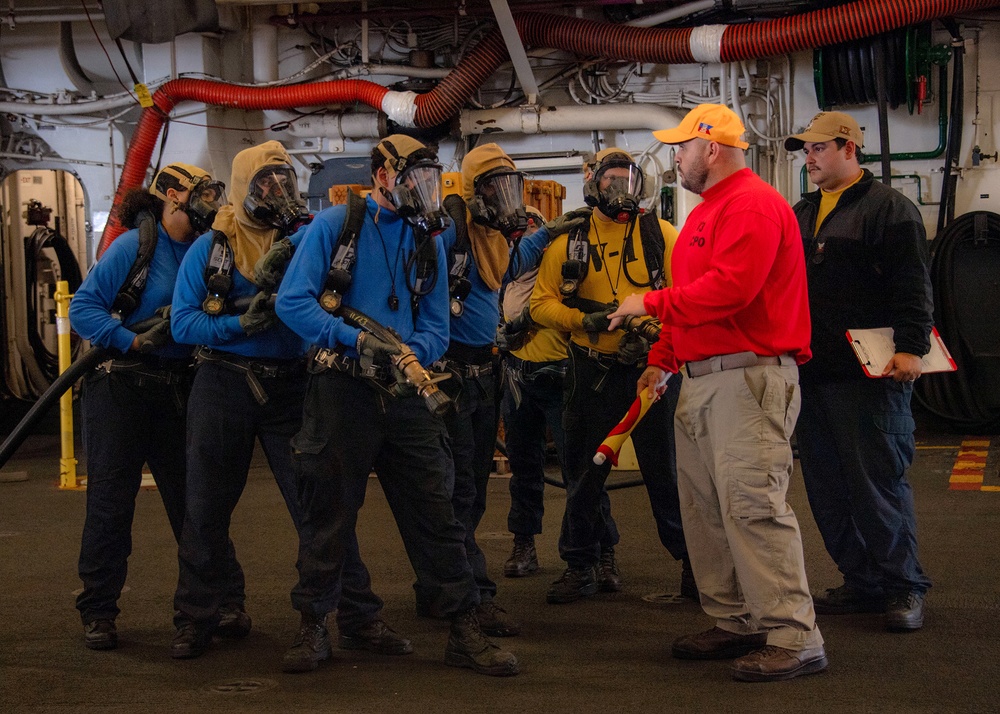 USS Essex Air Department Hangar Bay Fire Drill