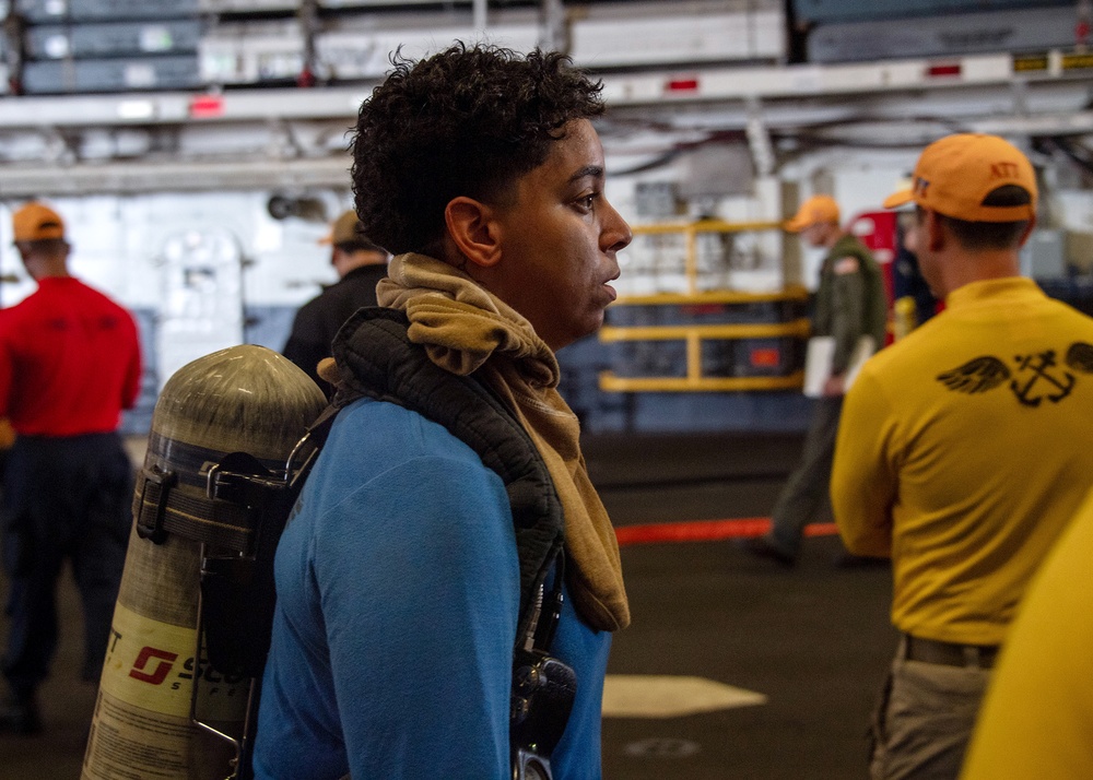 USS Essex Air Department Hangar Bay Fire Drill