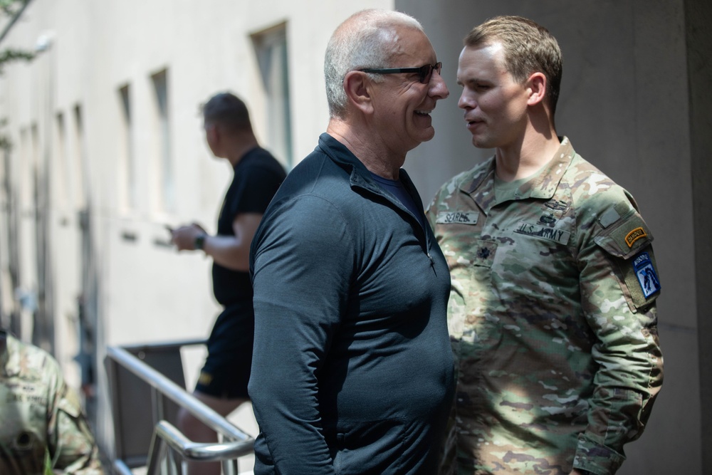 Robert Irvine meets and greets with U.S. Army Soldiers and personnel for Army's 250th birthday celebration