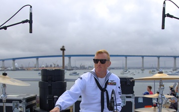 Popular Music Group The Destroyers deliver an outstanding high energy set at the finish line for the 38th Navy Bay Bridge Run/Walk in Coronado.