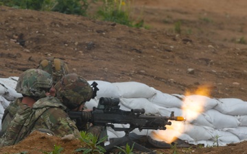 Michigan Army National Guard soldiers assault trenches at Exercise Baltic Viking