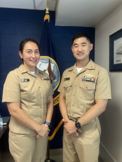 FORT BELVOIR, Va. (30 May, 2025) CDR Stephanie Long, the outgoing Director of Warfighter Optimization (DWO) at Navy Medicine Readiness and Training Command (NMRTC)-Fort Belvoir, turned over the position LCDR Albert Lee.