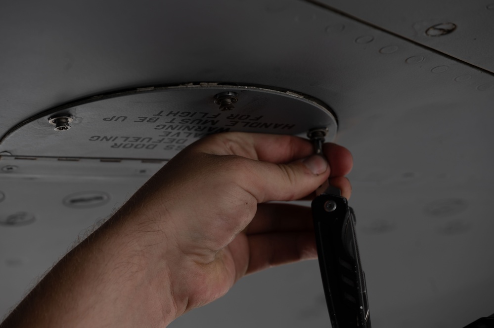 The KC-135 Stratotanker defuels