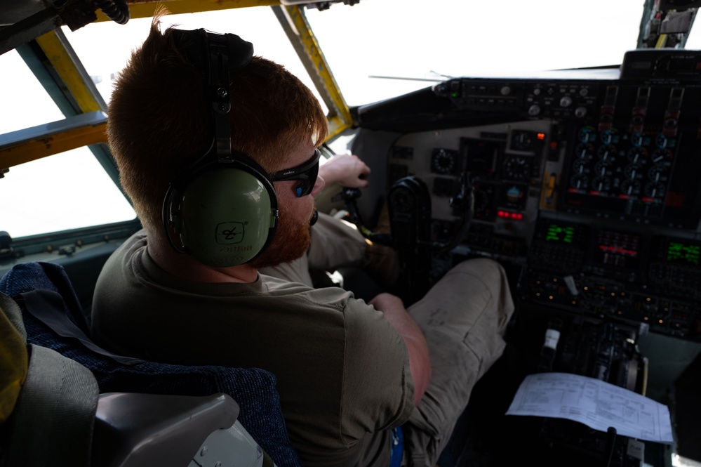 The KC-135 Stratotanker defuels