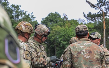 Brig. Gen. Andrew B. Stone visits 2CR Soldier during Saber Guardian 25