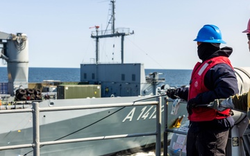 USS Mount Whitney Conducts RAS with German Navy Frankfurt am Main During BALTOPS 25