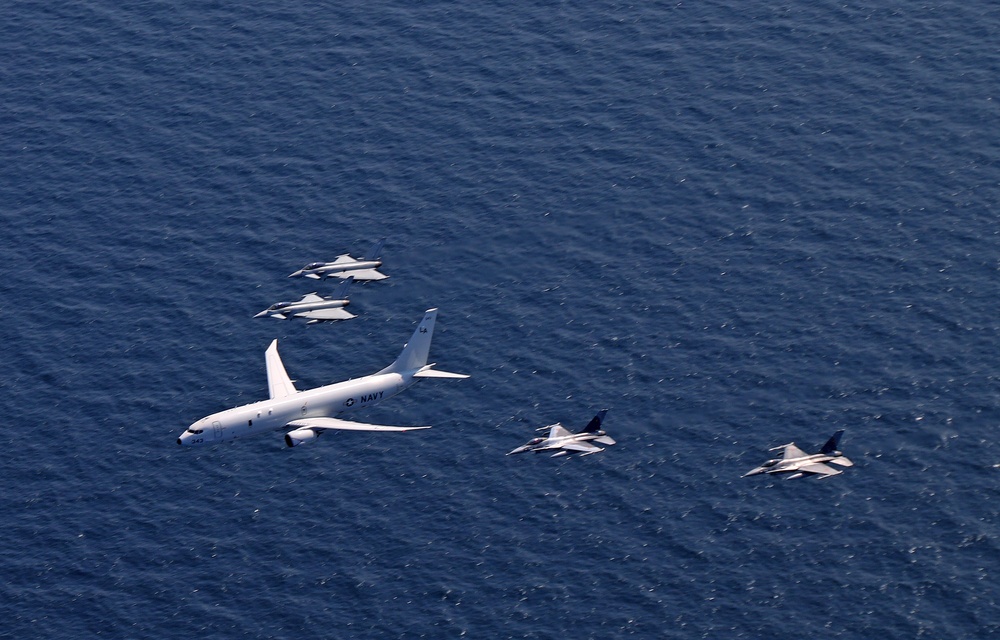 U.S. and NATO Aircraft Fly in Formation in the Baltic