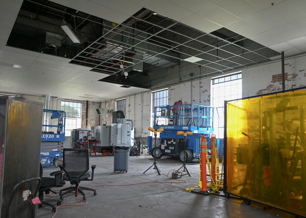 Historic hangar damaged during fire caused by suspected lightning strike