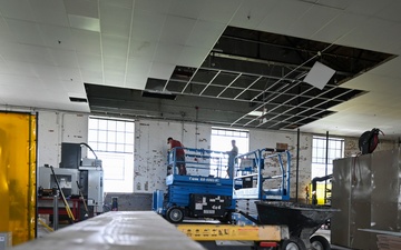 Historic hangar damaged during fire caused by suspected lightning strike