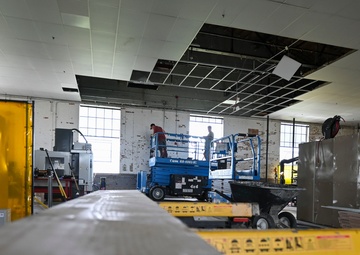 Historic hangar damaged during fire caused by suspected lightning strike