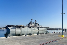 USS Tripoli (LHA 7) arrives at Naval Weapons Station Seal Beach