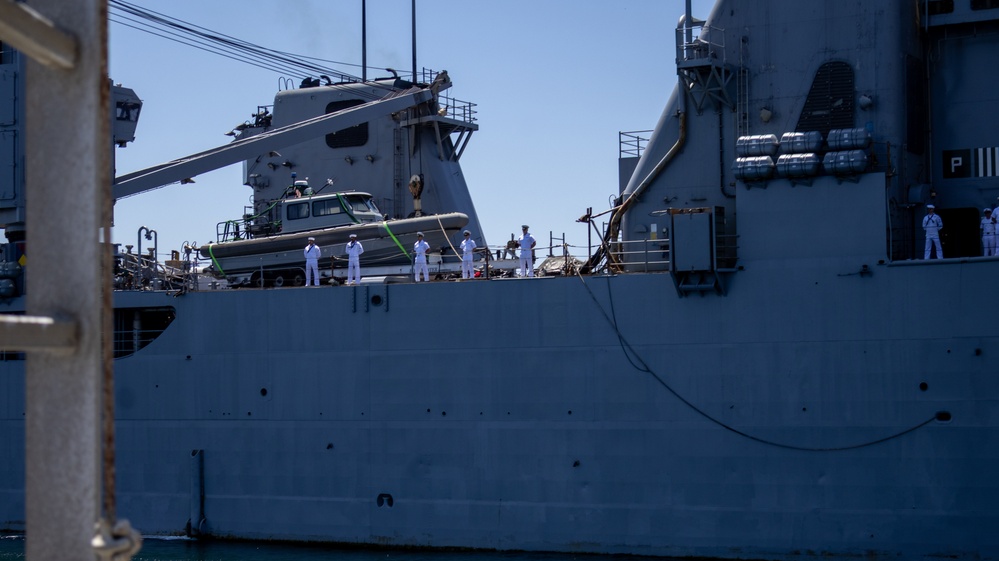 MANNING THE RAILS ABOARD USS HARPERS FERRY