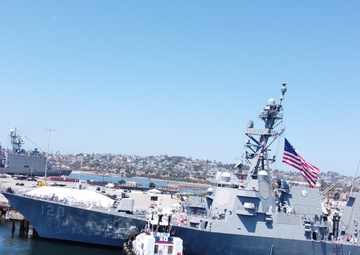 MANNING THE RAILS ABOARD USS CARL M LEVIN