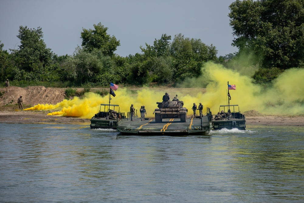 7th Engineer Brigade Conduct Wet Gap Crossing In Romania