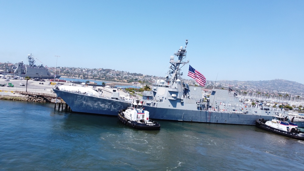 MANNING THE RAILS ABOARD USS CARL M LEVIN