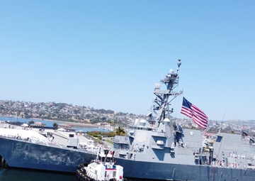 MANNING THE RAILS ABOARD USS CARL M LEVIN