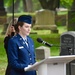 2nd Lt. Katherine Hendl delivers remarks during the interment ceremony of her great-great-uncle