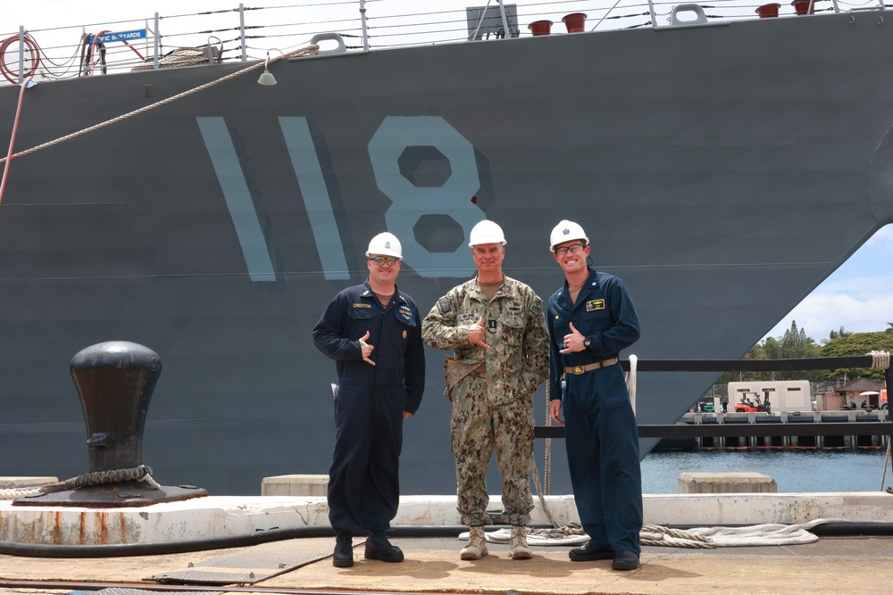 Vice Admiral Brendan McLane Visits USS Daniel Inouye (DDG 118)