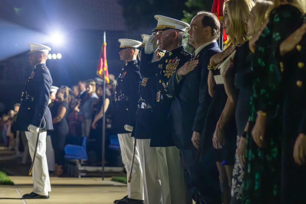 The Commandant, Gen. Eric Smith hosts Secretary of the Navy, Hon. John Phelan for an Evening Parade at MBW