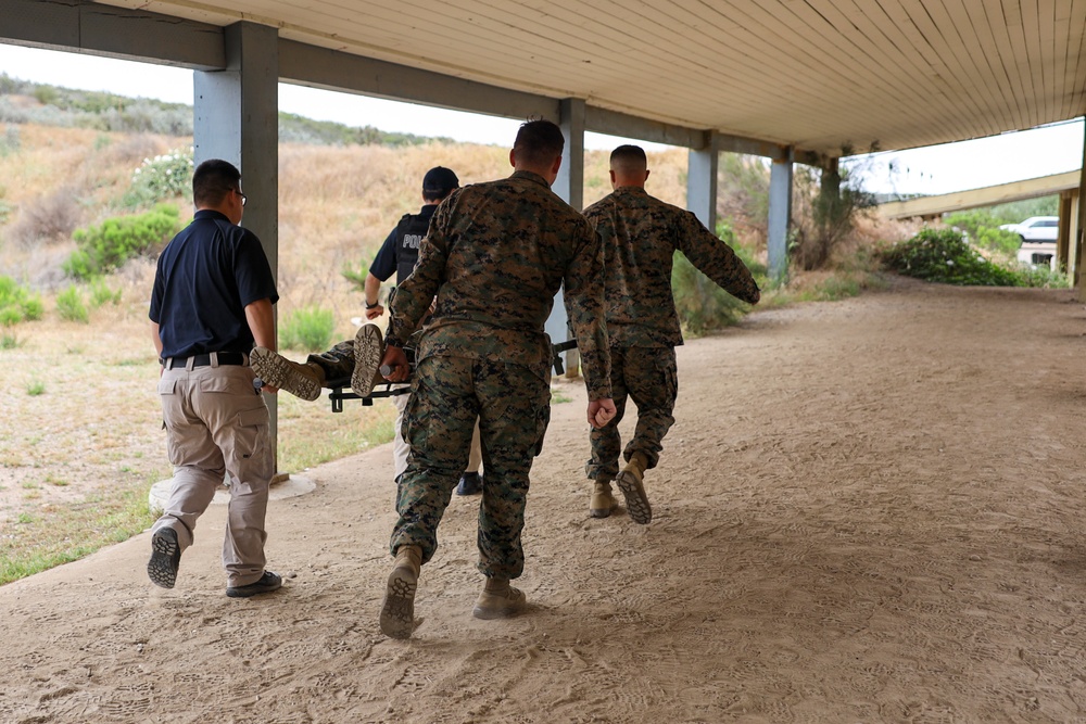 PMO Simulated Patrol Vehicle Shooting Drills and TCCC Training