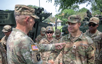 Chief of Staff of the Army visits Soldiers preparing for the 250th Army Birthday Parade