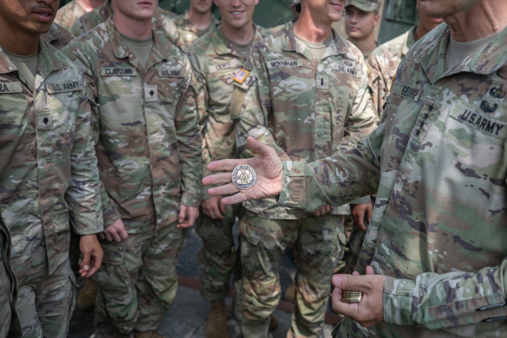 Chief of Staff of the Army visits Soldiers preparing for the 250th Army Birthday Parade