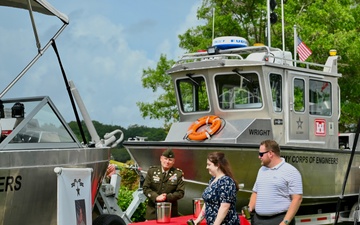 Family pours water upon vessel