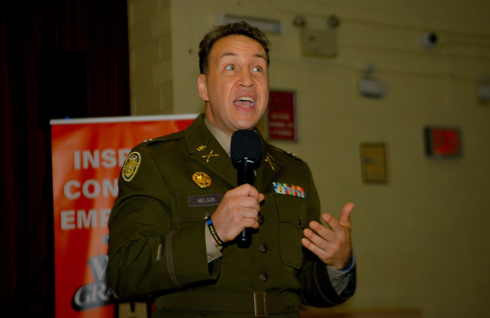 Soldiers and Army musicians celebrate Army 250th Birthday with students