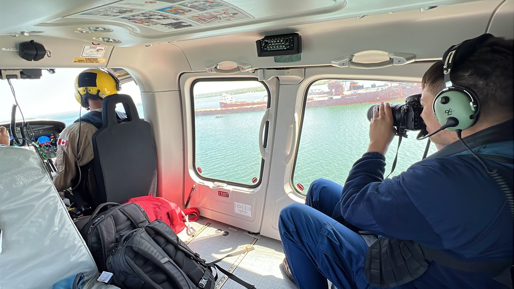 Coast Guard Sector Northern Great Lakes and pilots from the Canadian Coast Guard maintain a pollution watch