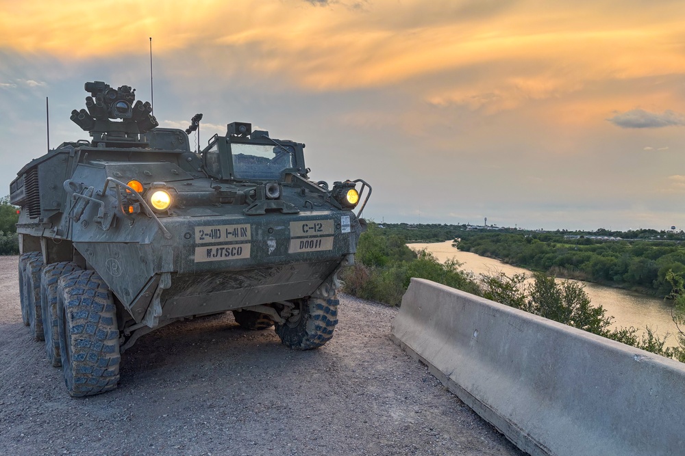 1-41 Infantry Regiment use Stryker armored vehicles to help support southern border mission