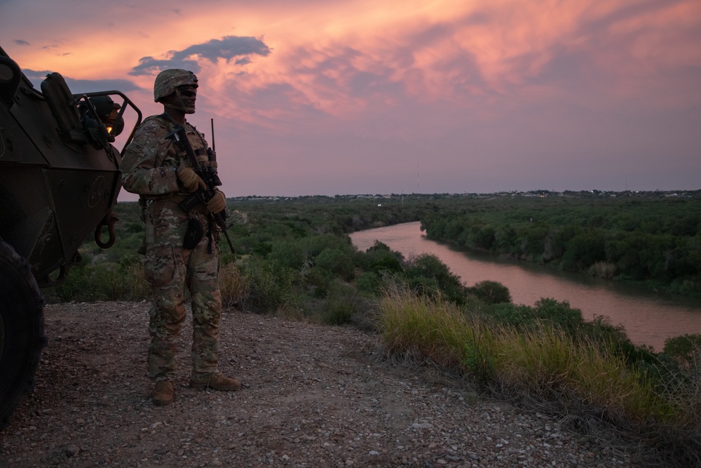 1-41 Infantry Regiment use Stryker armored vehicles to help support southern border mission