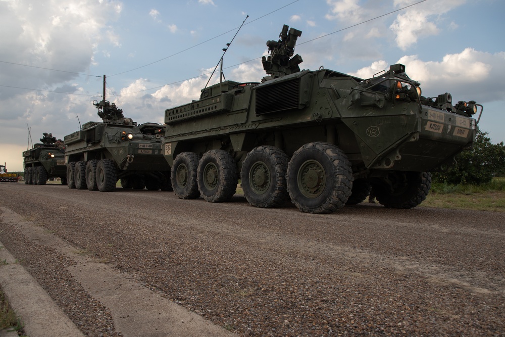 1-41 Infantry Regiment use Stryker armored vehicles to help support southern border mission