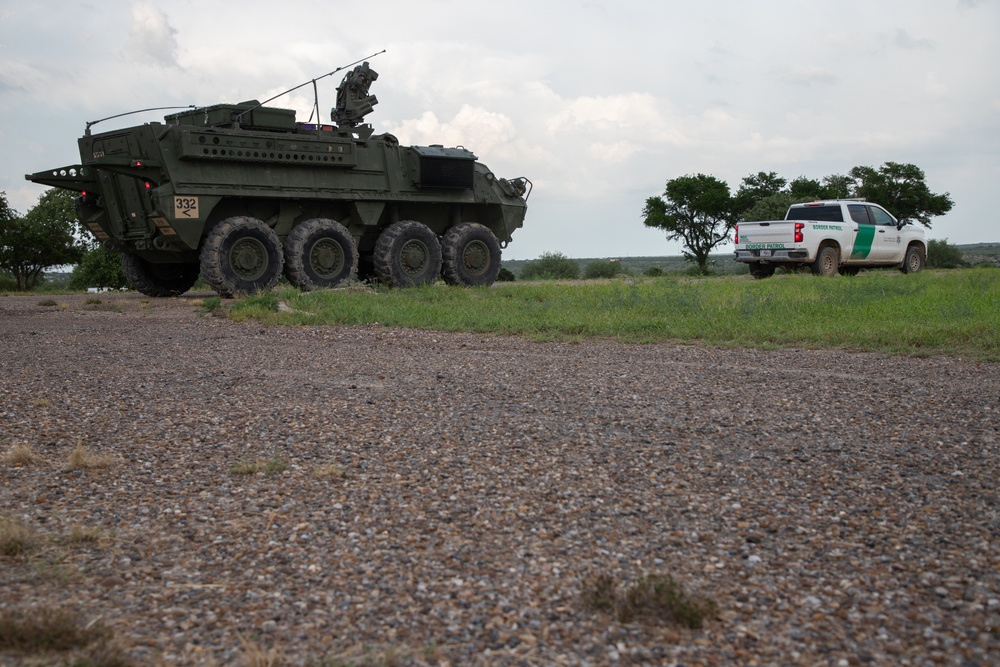 1-41 Infantry Regiment use Stryker armored vehicles to help support southern border mission