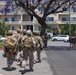 U.S. Marines, California Army National Guard stand watch at federal building