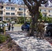 U.S. Marines, California Army National Guard stand watch at federal building