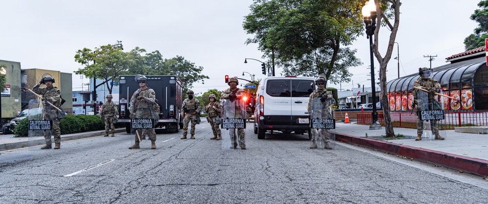 California National Guard Soldiers provide protection for federal law enforcement
