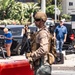 Marines provide protection to the Wilshire federal building
