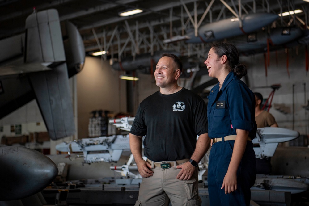 Father and Daughter Reunited Aboard the USS Nimitz