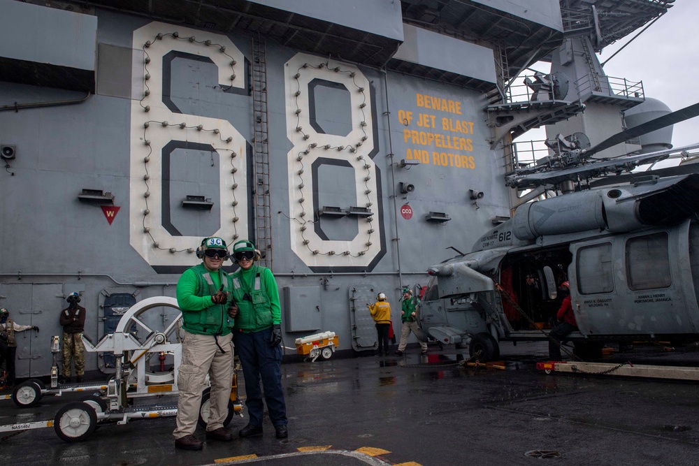 Father and Daughter Reunited Aboard the USS Nimitz