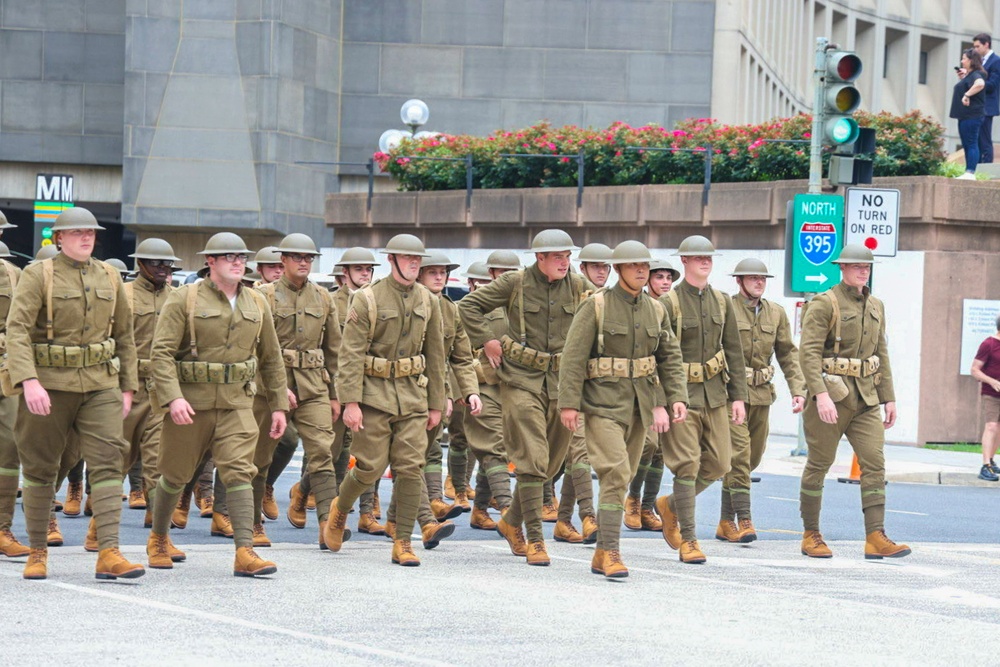 Paratroopers don historical uniforms for Army 250th Birthday Parade