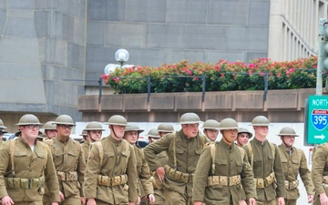 Paratroopers don historical uniforms for Army 250th Birthday Parade