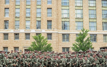 Paratroopers don historical uniforms for Army 250th Birthday Parade