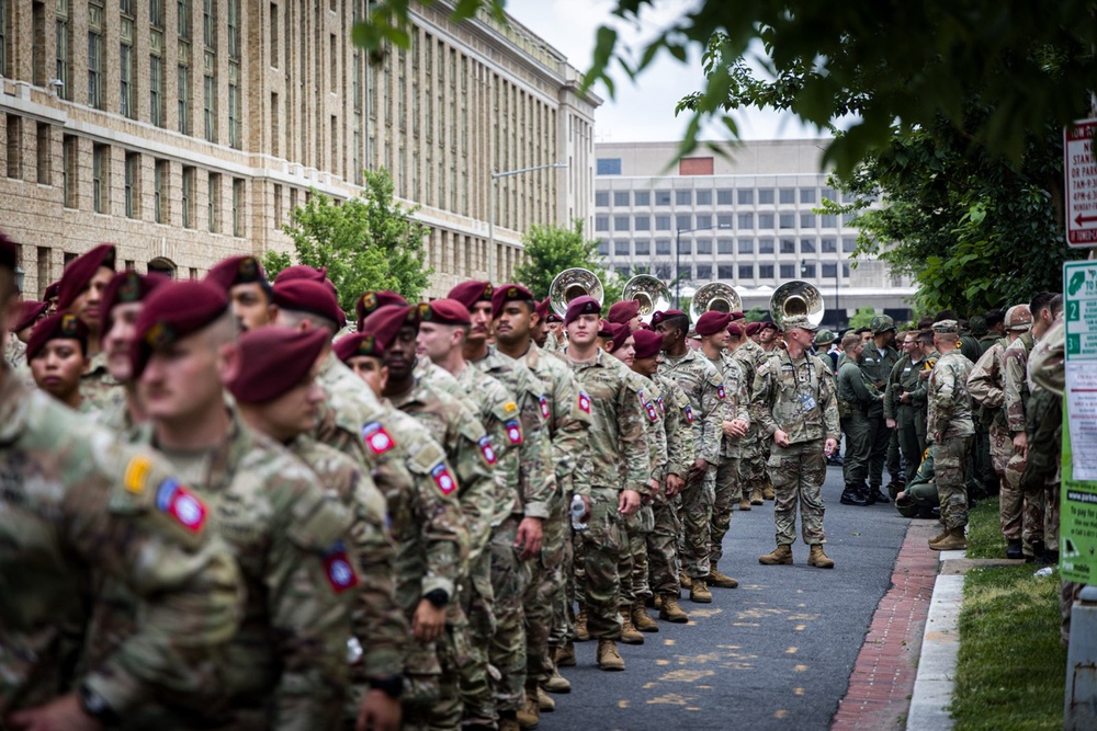 Soldiers prepare for Army Birthday Parade