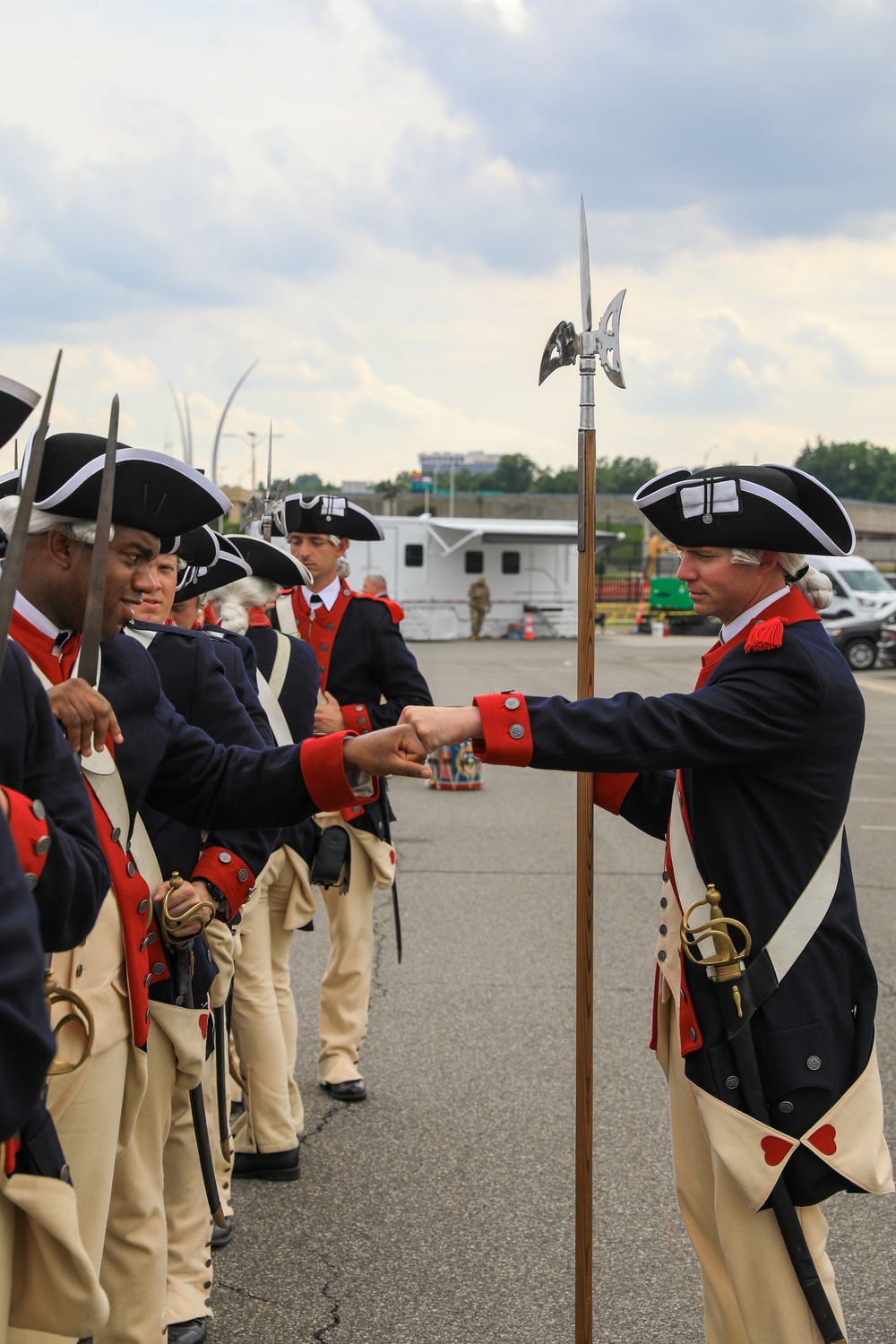 Soldiers from across the Army prepare to march in Grand Military Parade