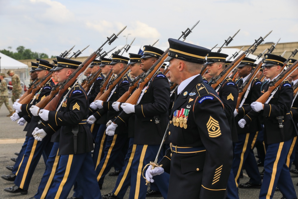 Soldiers from across the Army prepare to march in Grand Military Parade