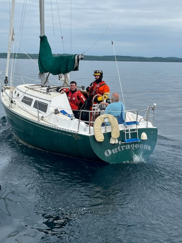 U.S. Coast Guard responds to flooding 30-foot sailing vessel with two aboard in Grand Traverse Bay, Michigan