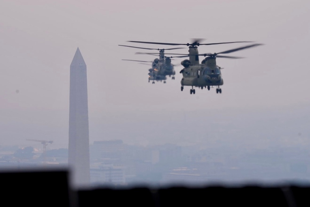 82nd CAB flies over the Army Birthday Parade
