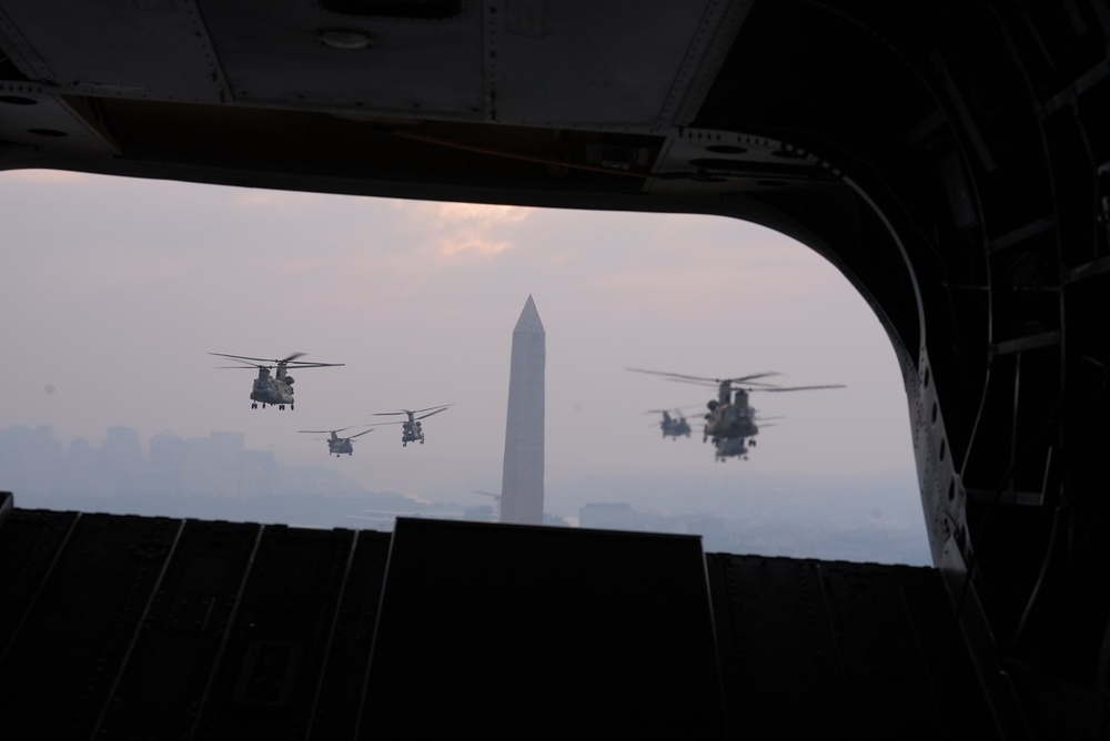 82nd CAB flies over the Army Birthday Parade